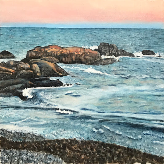 Turquiose Sunset - Biddeford Pool Maine.....oil on linen - 16" x 16" - 2020