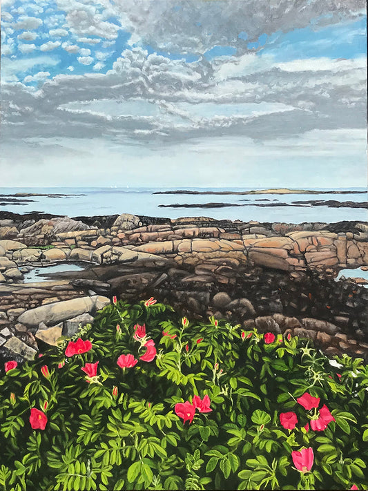 Beach Rose Sunset - Maine.....oil on linen - 30" x 40" - 2020