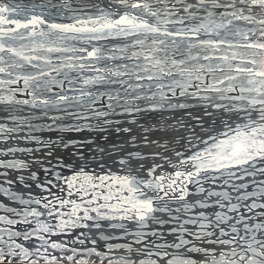 Cormorants - Biddeford Falls Maine.....oil on canvas - 24" x 24" - 2020