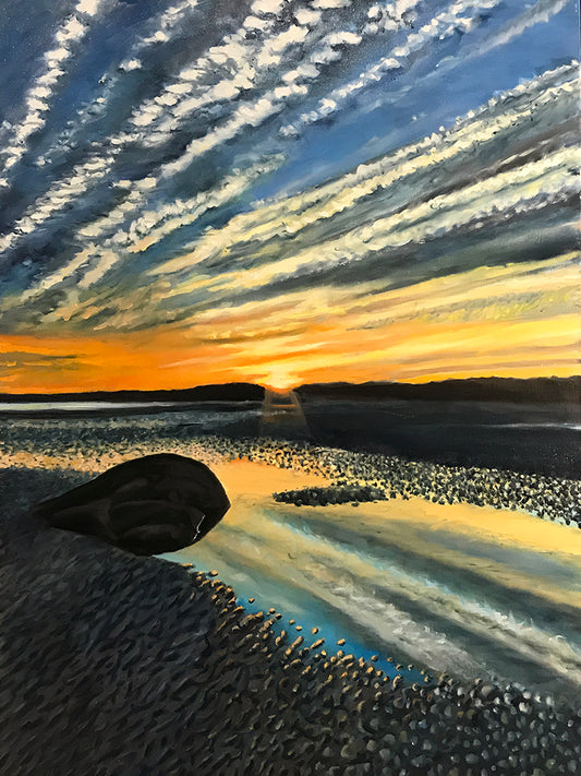 Rock Beach Sunset...........oil on linen - 30" x 40" 2021