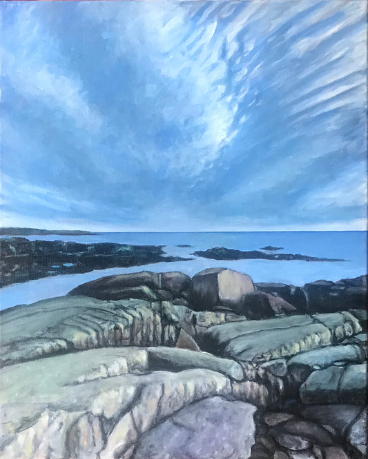 Sunrise in Blue - Biddeford Pool Maine.....oil on linen - 16" x 20" - 2020