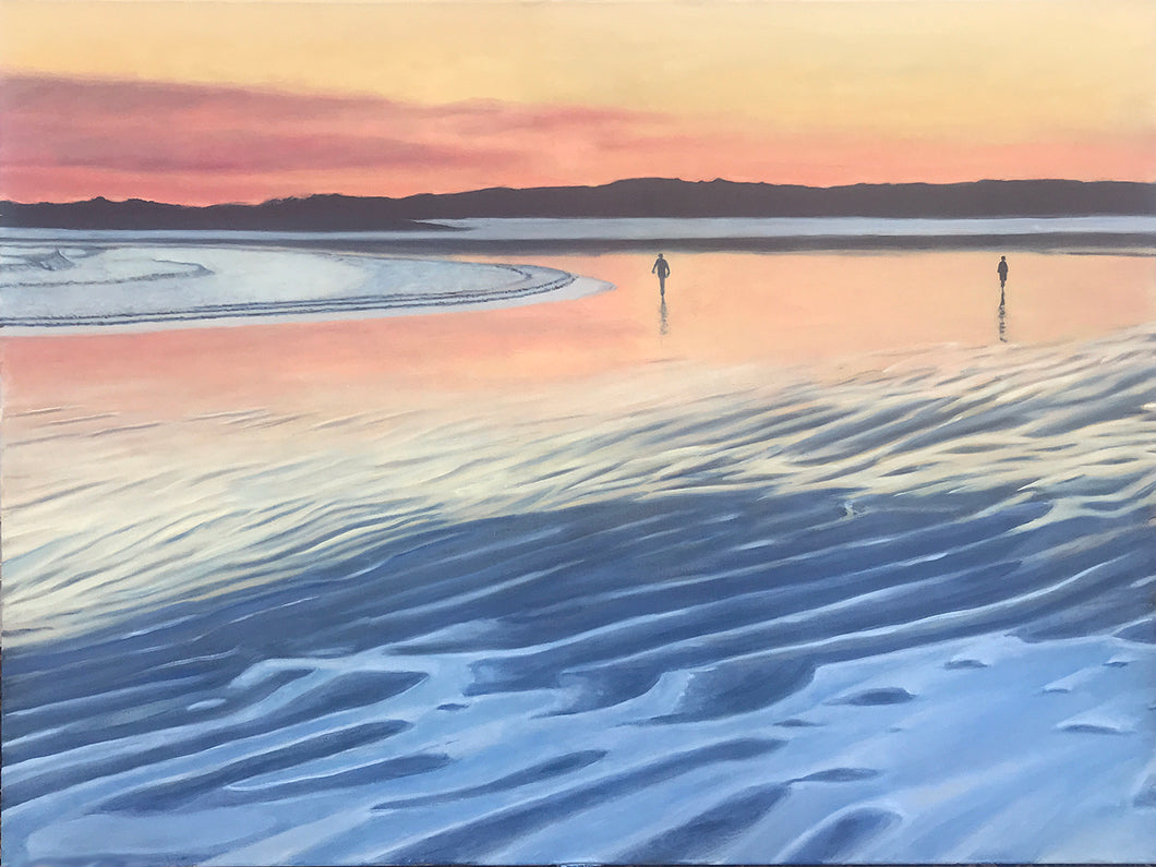 Sunset Duo - Goose Rocks Beach - Maine.......oil on canvas - 36